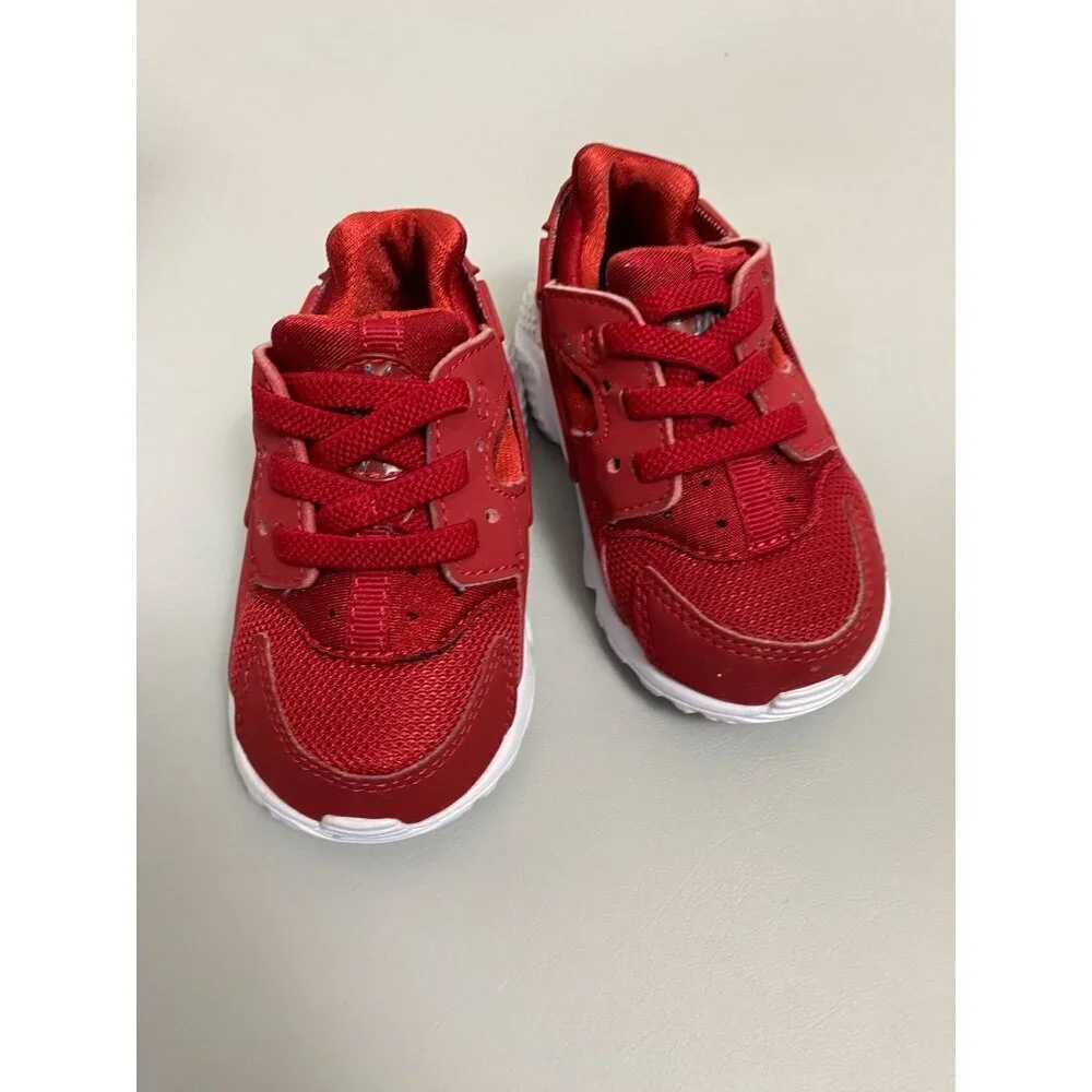 Nike Huarache Run Toddler Red White Sneakers Shoes  Kids Size 4 C